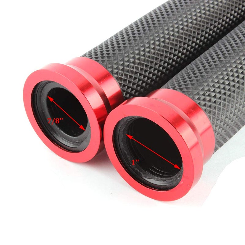 MISS MOLY Motorcycle 7/8" CNC Hand Grips Aluminum Rubber Gel Handlebar for Sport Bike(Red) - Image 3